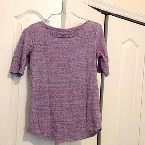 LOFT Women's Short Sleeve Heathered Top in Purple